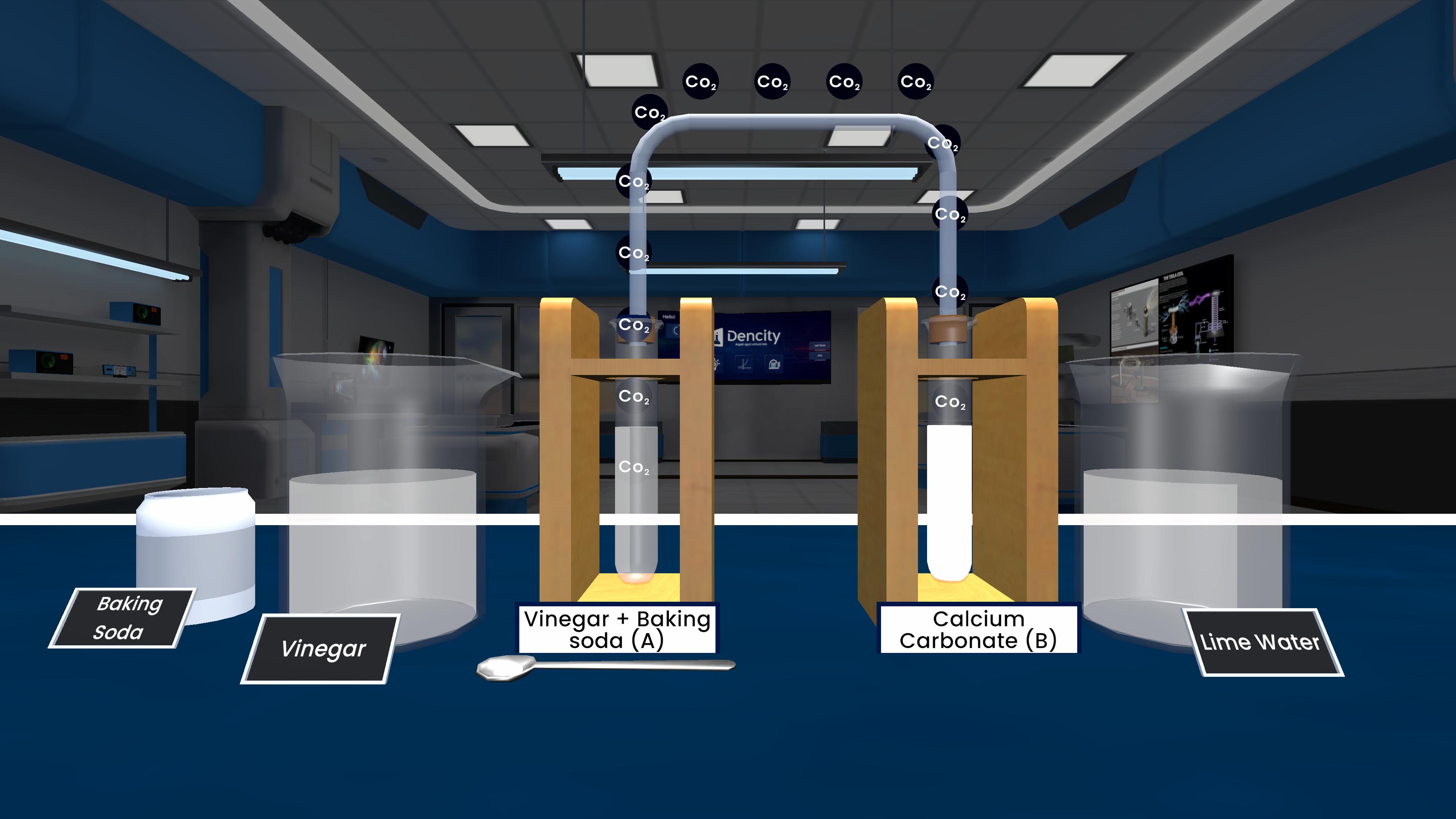 Carbon dioxide passing through lime water (Decomposition Reaction)