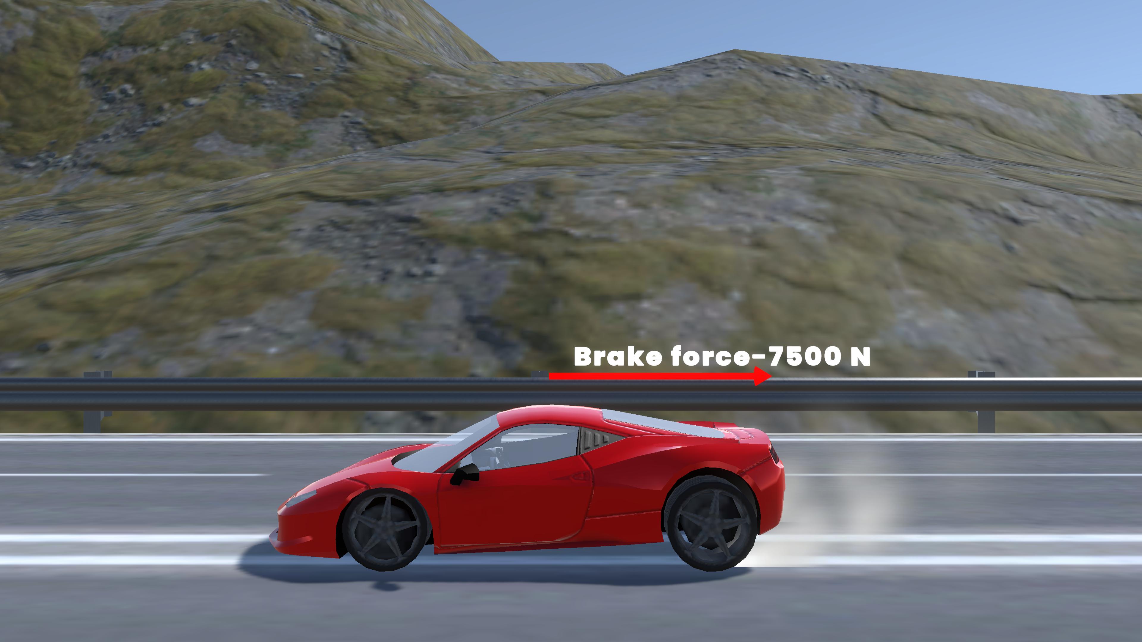 Brake Force (Newton's 2nd Law and 1st equation of motion)