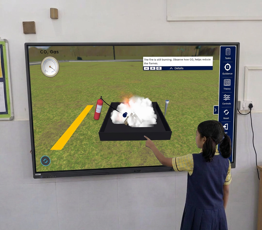 Student performing an interactive science experiment.