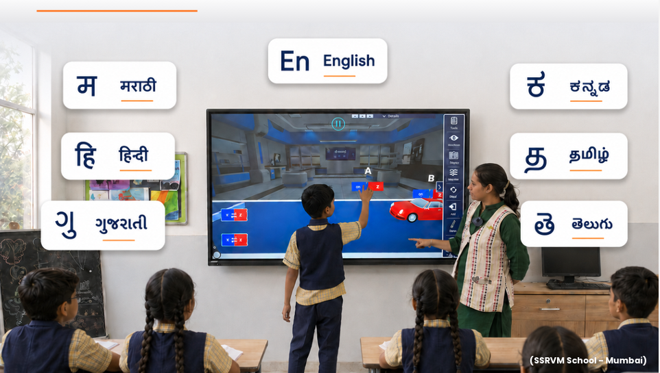 Students learning science in English and Indian languages with Dencity